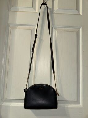 kate spade Black Leather Dome Crossbody with Gold Chain